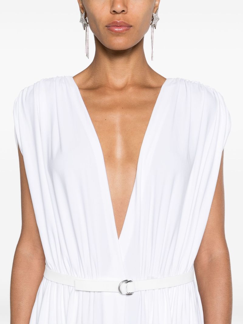 White Belted Column Maxi Dress