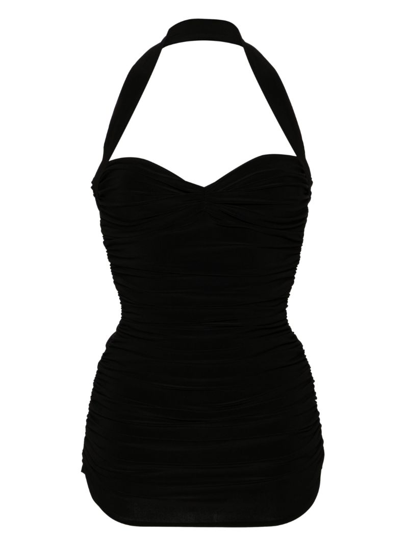 Black BouclÃ_x0083_Â© Effect Halterneck Swimsuit