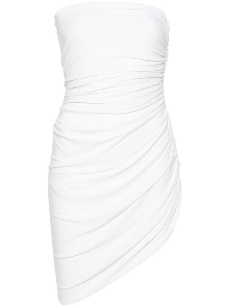 White Gathered Strapless Minidress