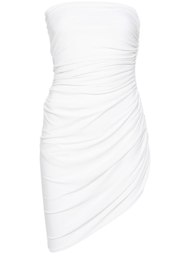 White Gathered Strapless Minidress