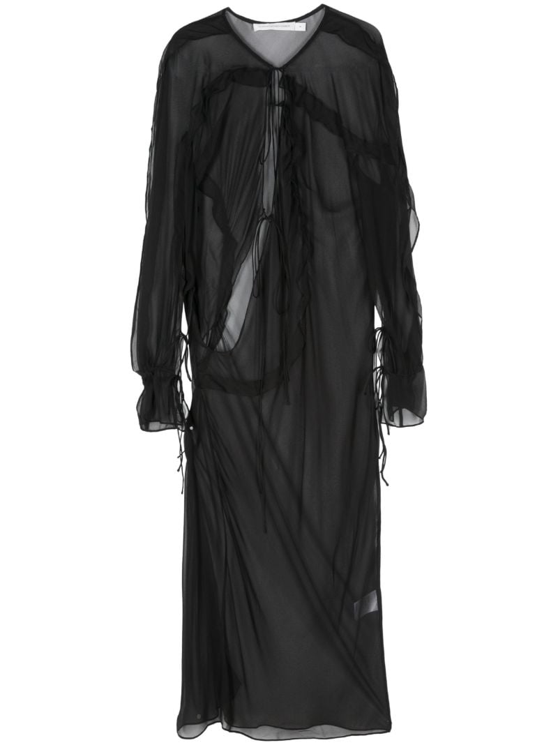 Bias Concave Long-sleeve Dress