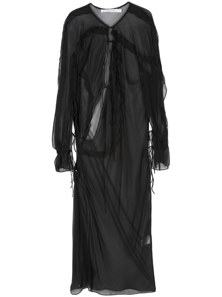 Bias Concave Long-sleeve Dress