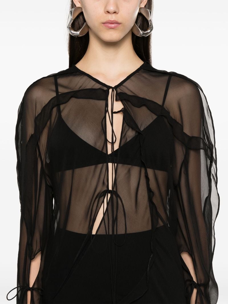 Bias Concave Long-sleeve Dress