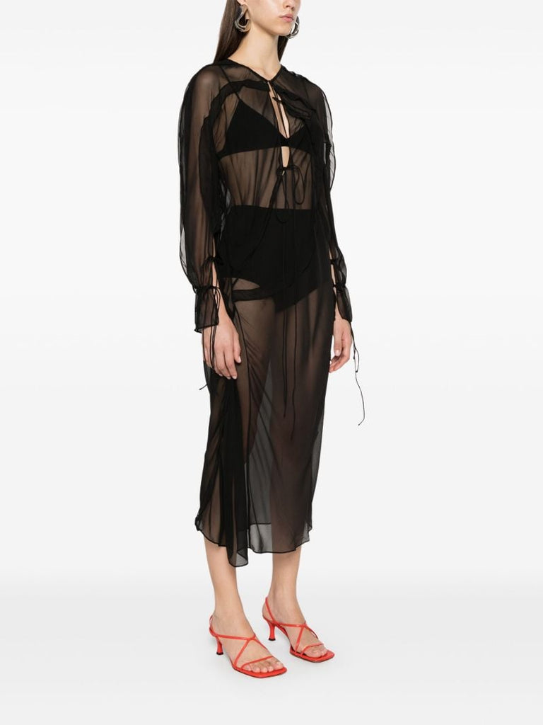 Bias Concave Long-sleeve Dress