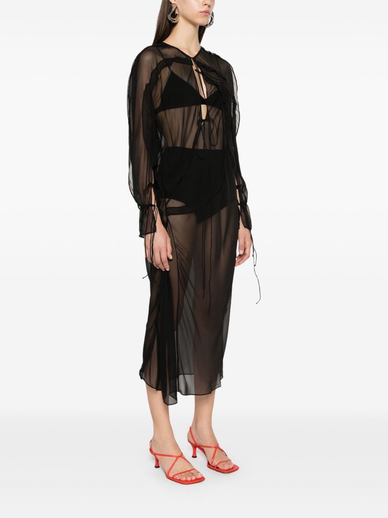 Bias Concave Long-sleeve Dress