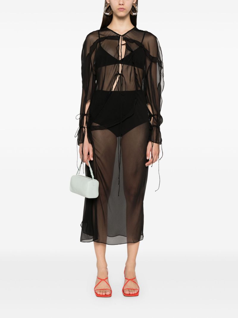 Bias Concave Long-sleeve Dress