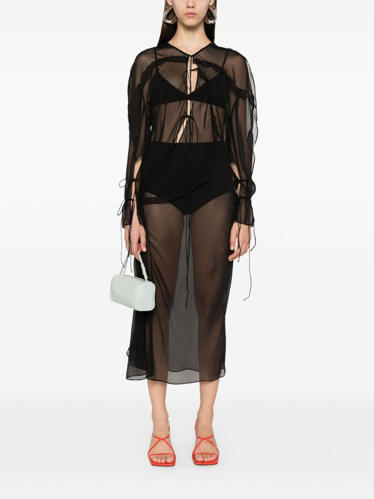 Bias Concave Long-sleeve Dress