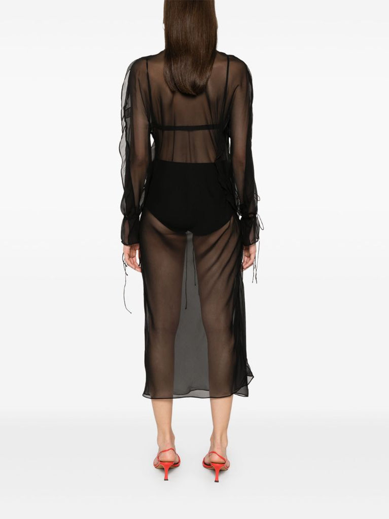 Bias Concave Long-sleeve Dress