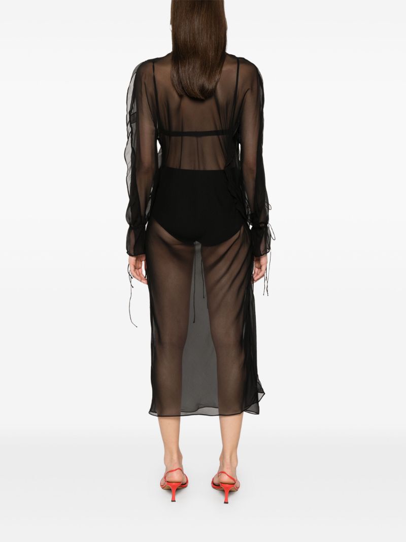 Bias Concave Long-sleeve Dress