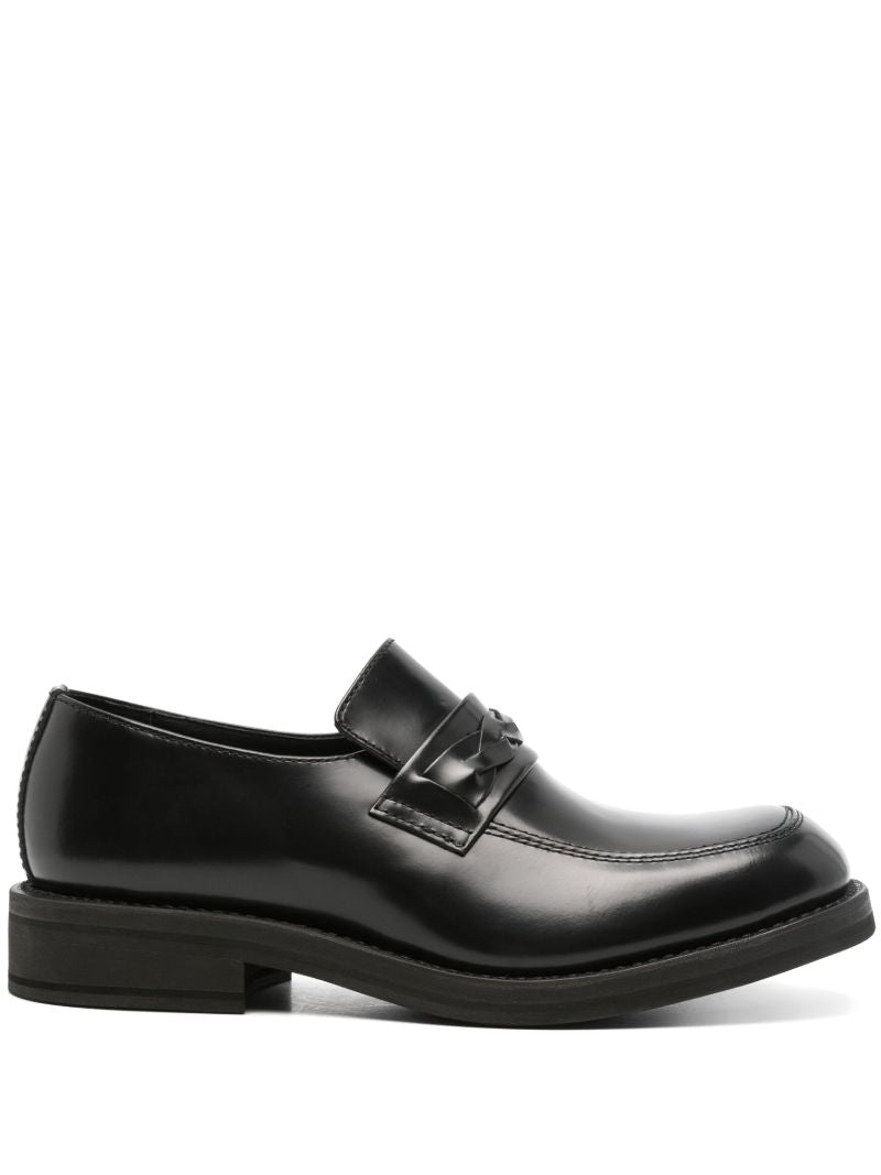 Braid-detail Leather Loafers