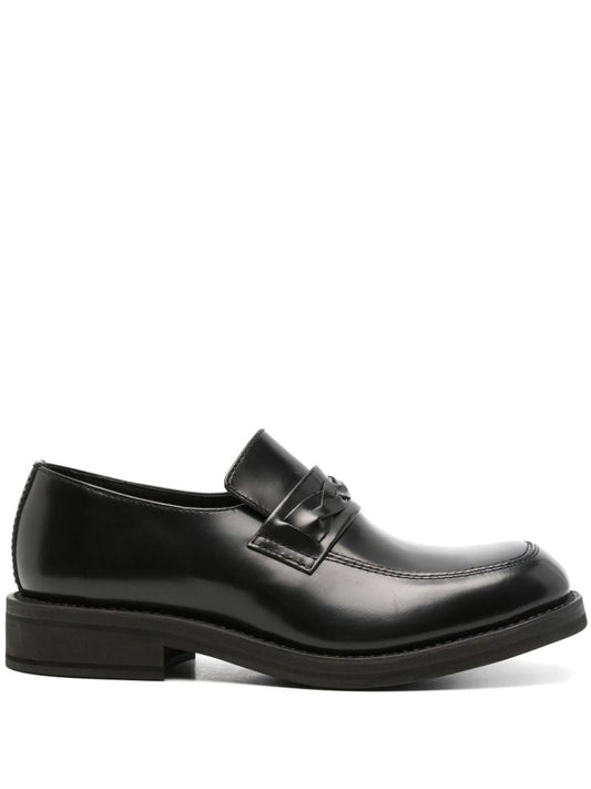 Braid-detail Leather Loafers