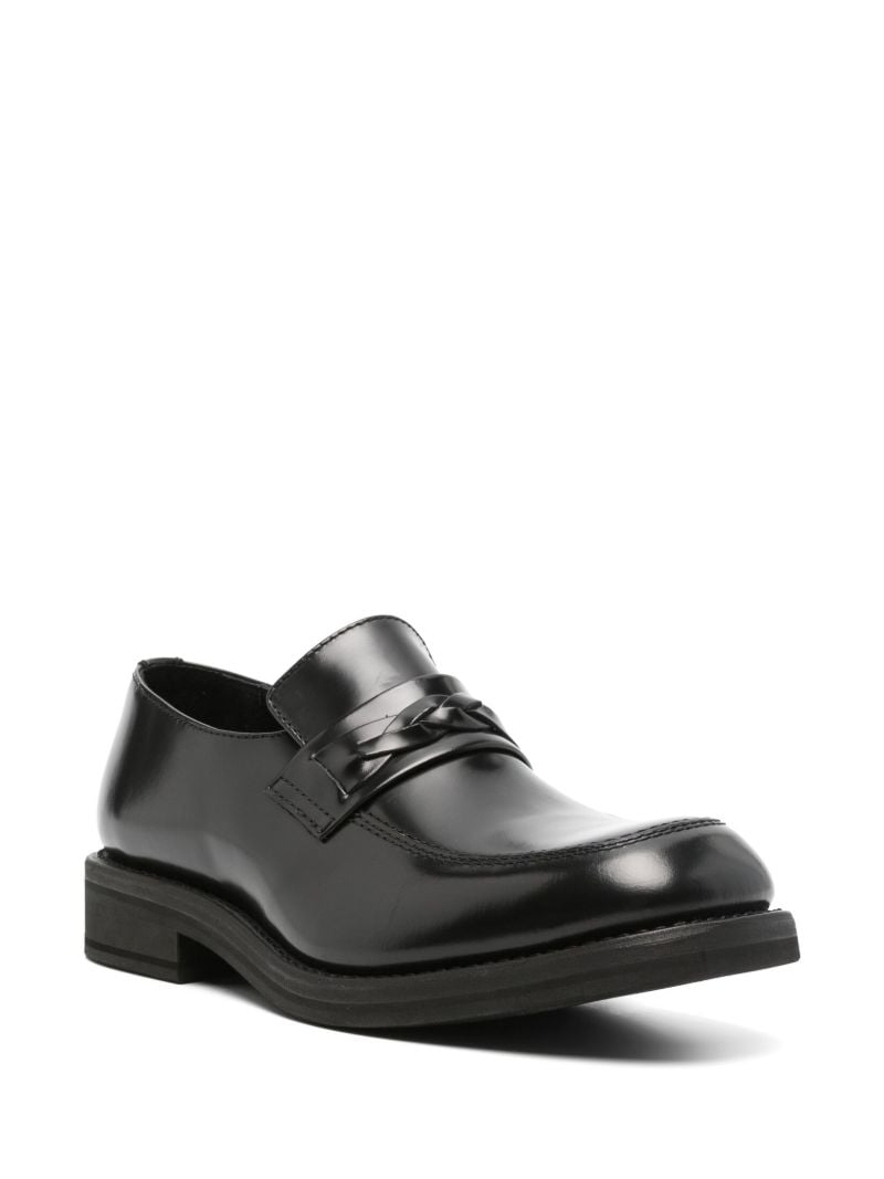 Braid-detail Leather Loafers