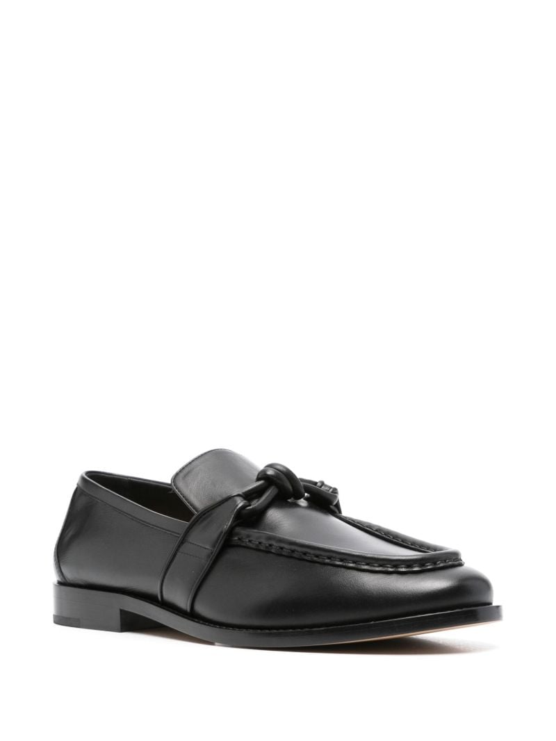 Black Knotted Leather Loafers