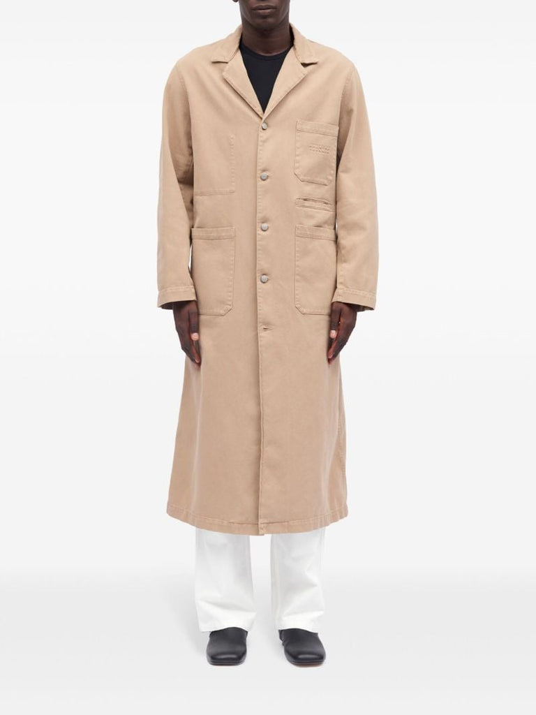 Neutral Single-breasted Cotton Coat