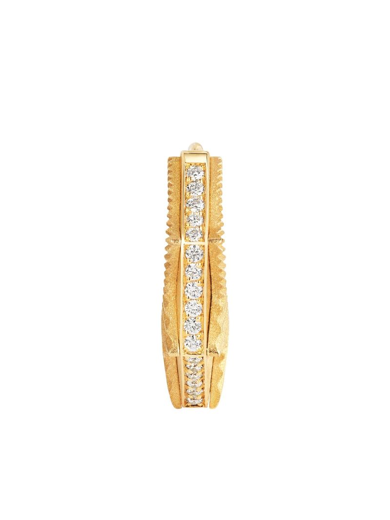 18k Yellow Gold Nyc Diamond Hoop Earrings