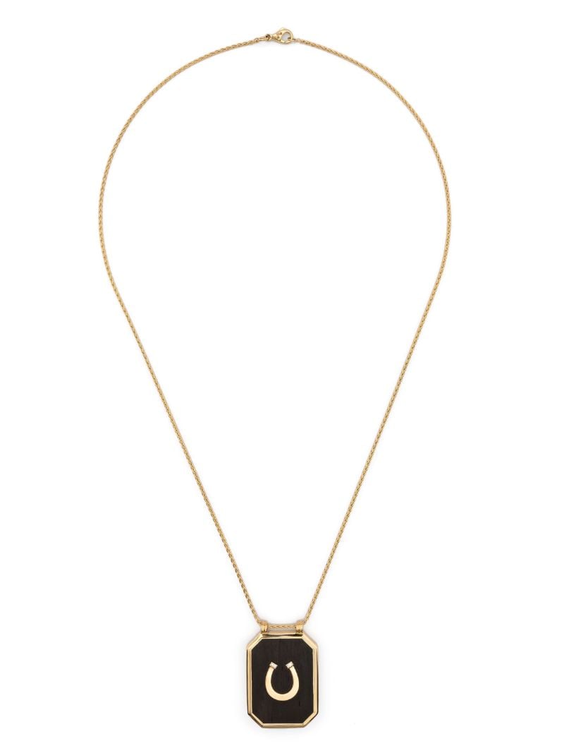 18k Yellow Gold Ebony Horseshoe Diamond Scapular