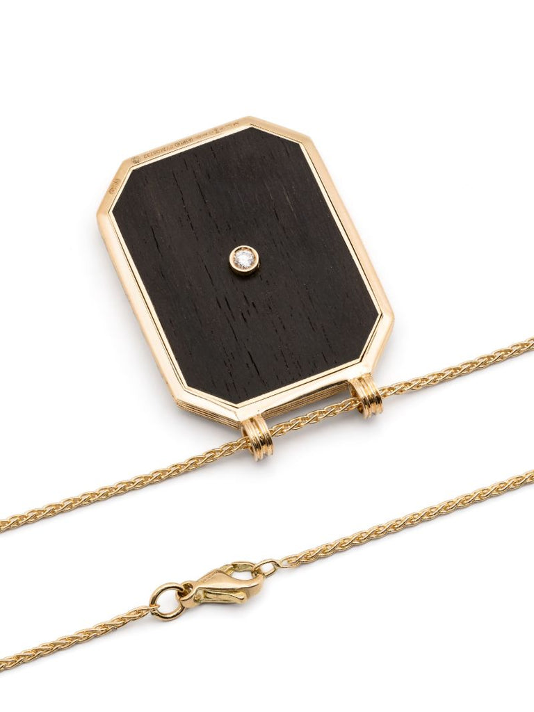 18k Yellow Gold Ebony Horseshoe Diamond Scapular