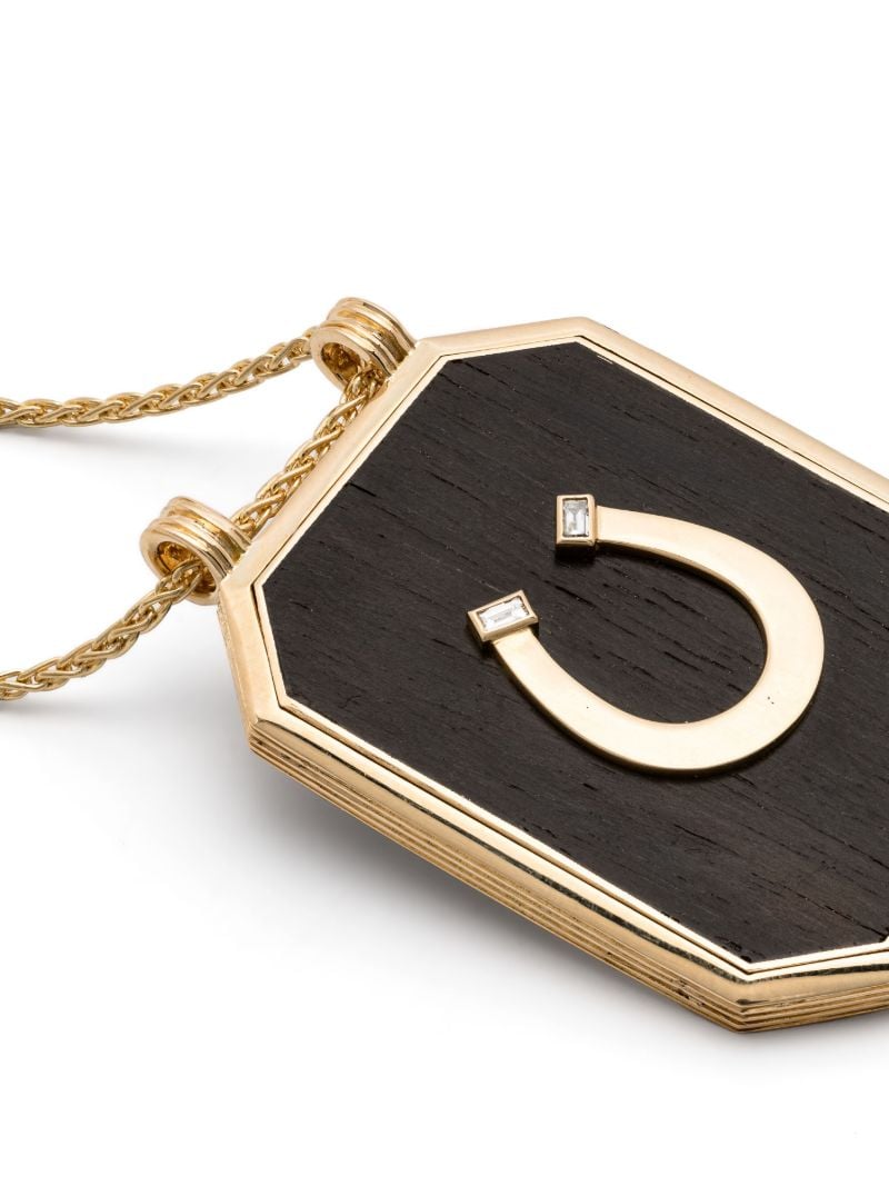 18k Yellow Gold Ebony Horseshoe Diamond Scapular