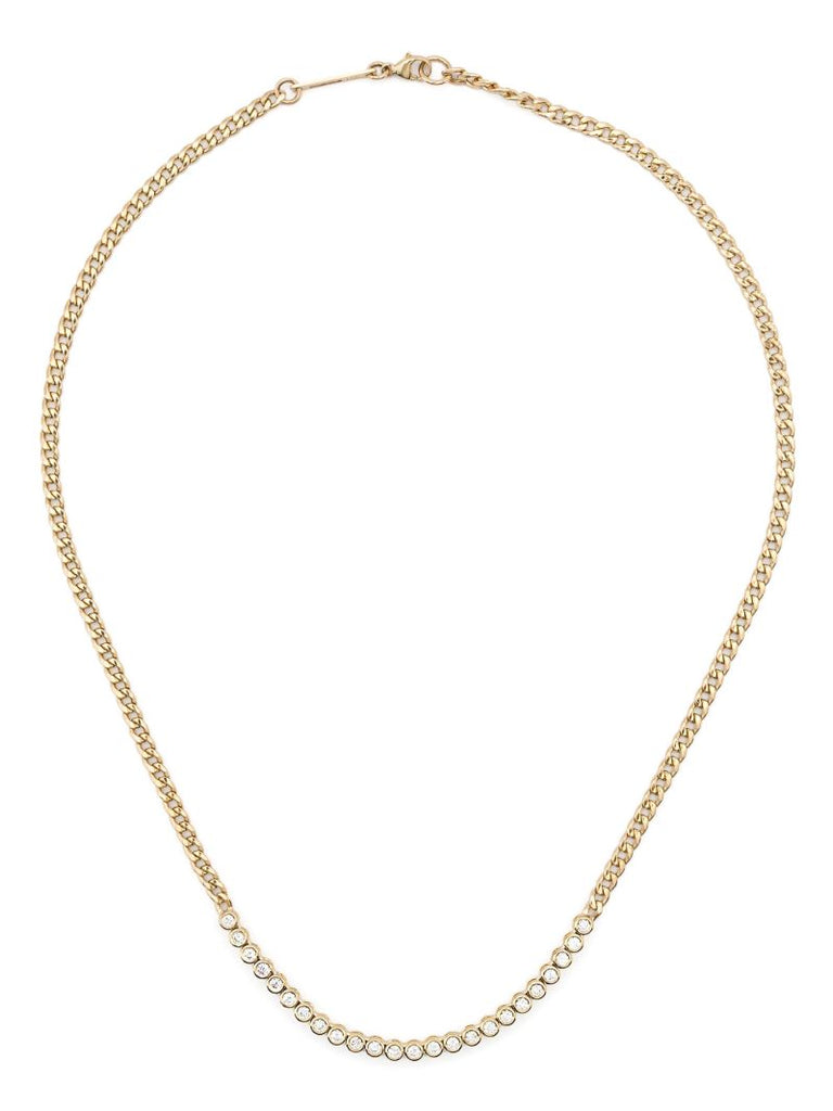 14k Yellow Gold Tennis Diamond Necklace