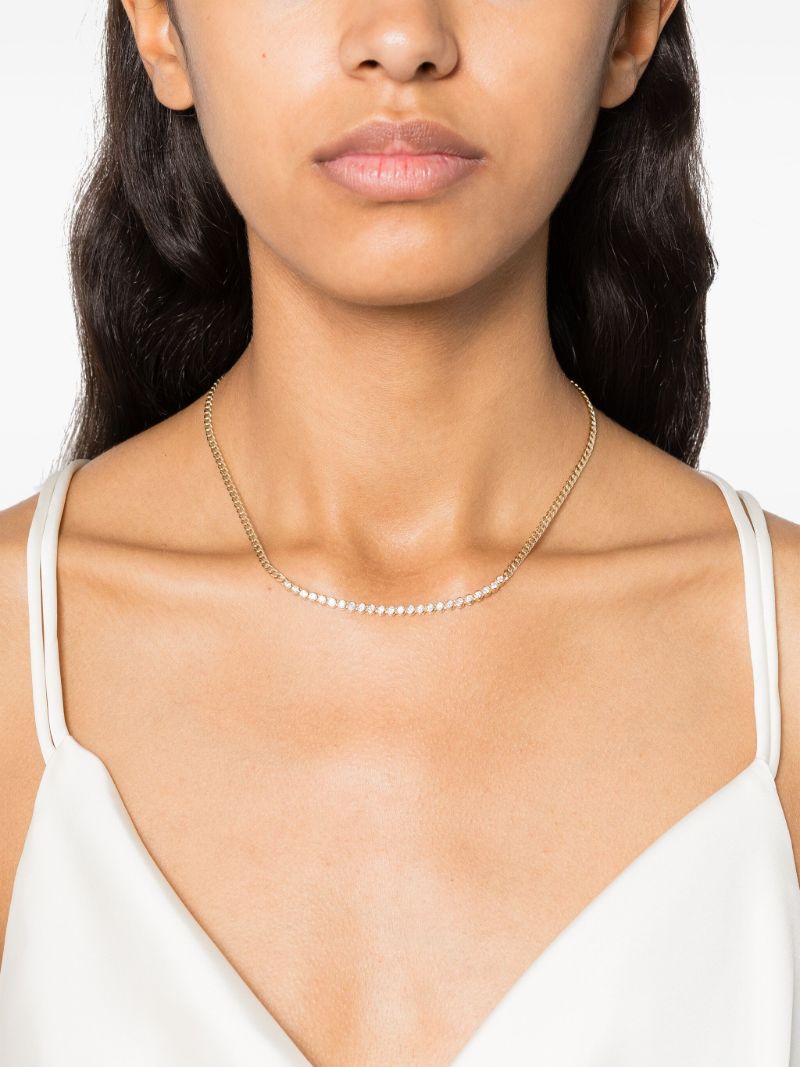 14k Yellow Gold Tennis Diamond Necklace