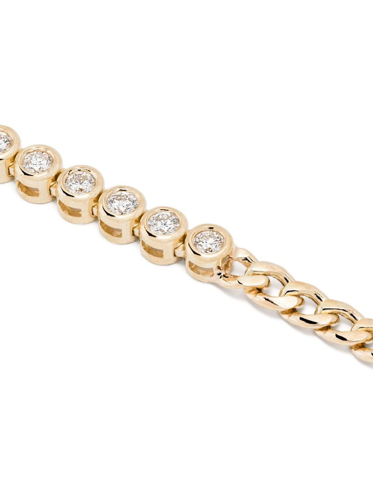 14k Yellow Gold Tennis Diamond Necklace
