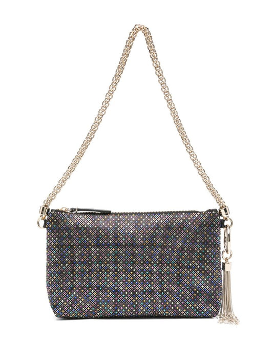 Black Crystal-embellished Shoulder Bag