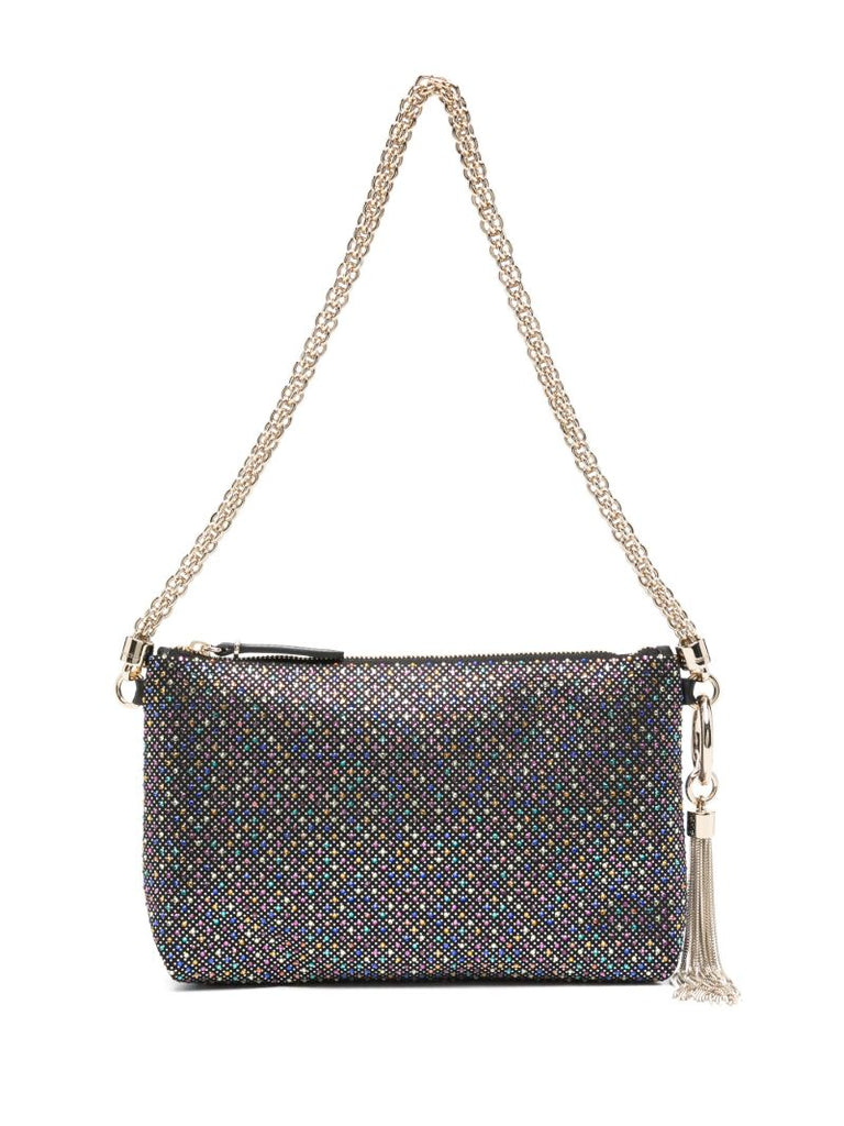 Black Crystal-embellished Shoulder Bag