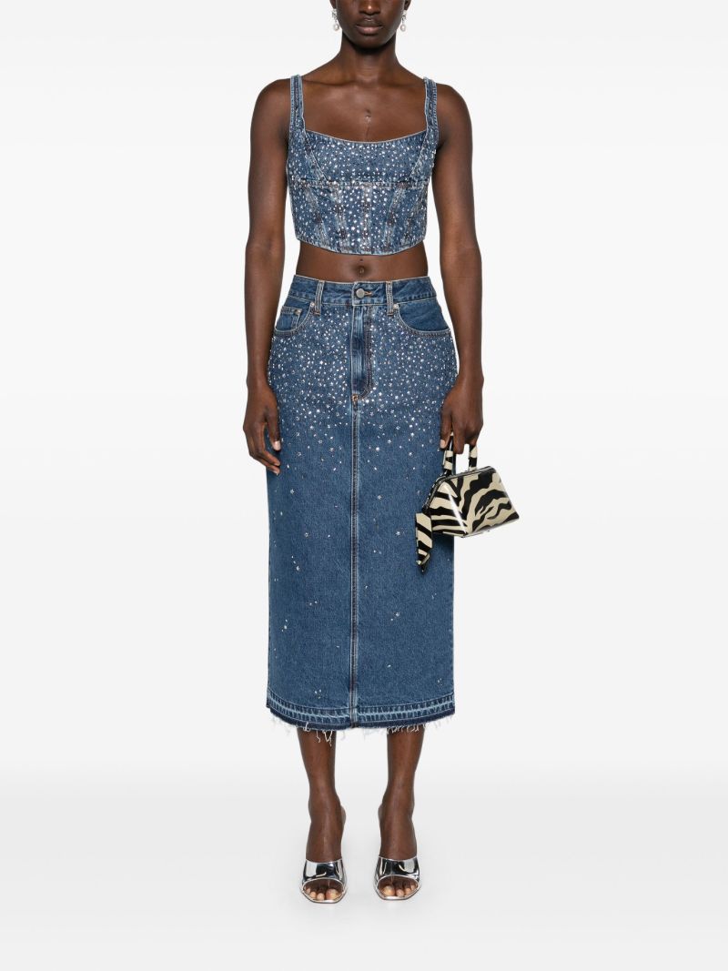 Blue Rhinestone Denim Skirt