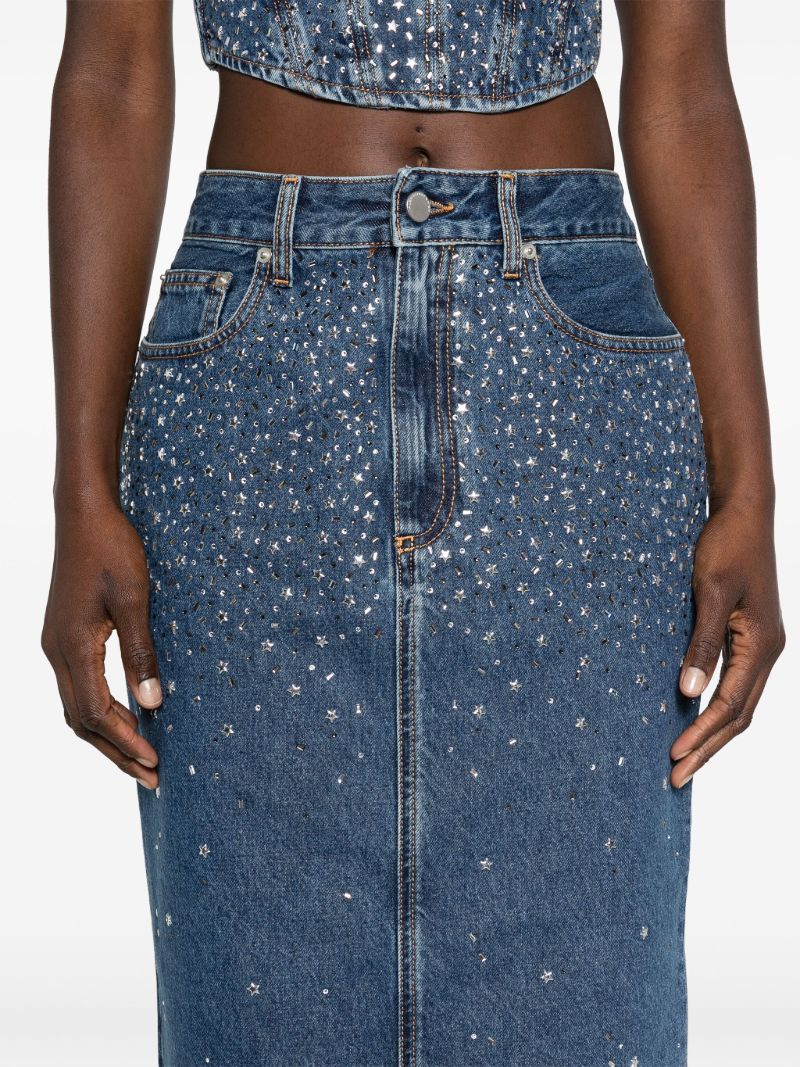 Blue Rhinestone Denim Skirt