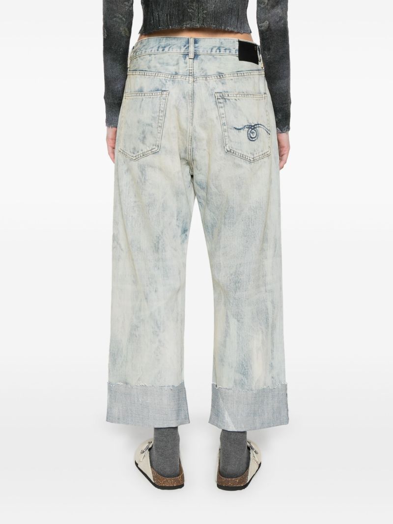 Blue Cuffed X-boyfriend Straight Jeans