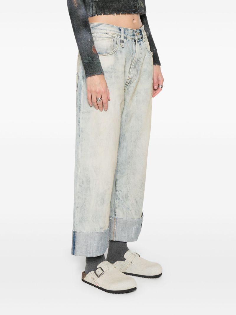 Blue Cuffed X-boyfriend Straight Jeans
