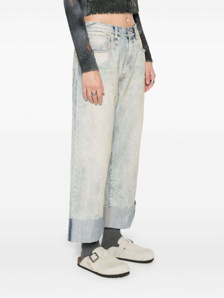 Blue Cuffed X-boyfriend Straight Jeans