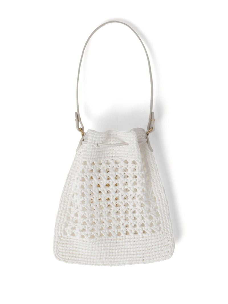 White Woven Mini Bucket Bag