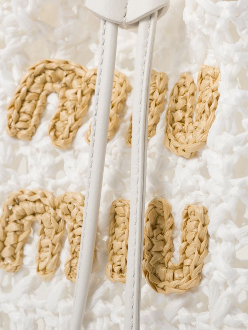 White Woven Mini Bucket Bag