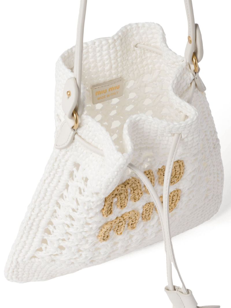 White Woven Mini Bucket Bag