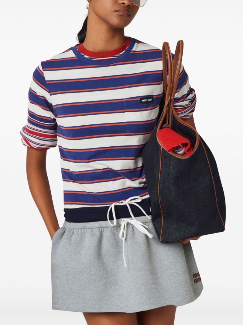 Blue Striped Cotton T-shirt