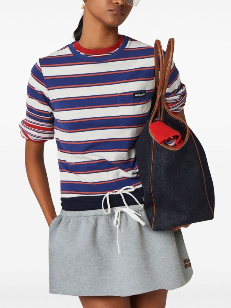 Blue Striped Cotton T-shirt