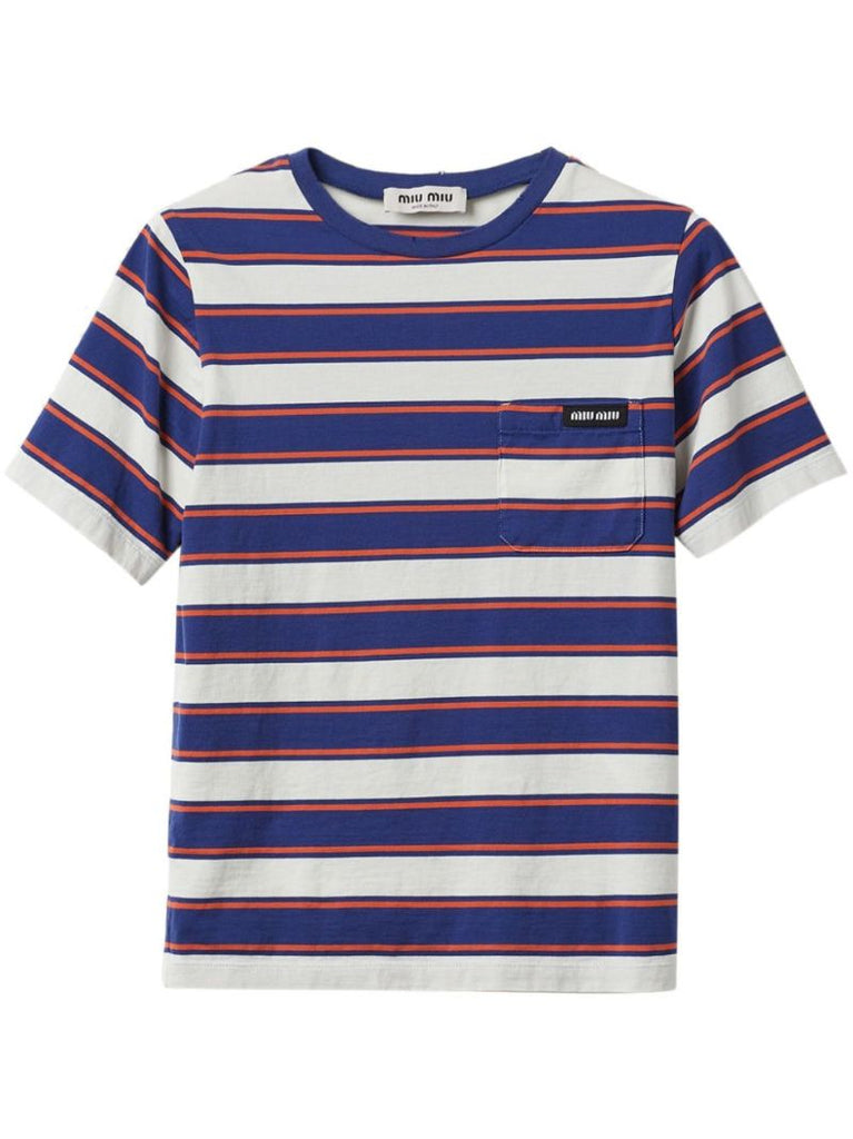 Blue Striped Cotton T-shirt