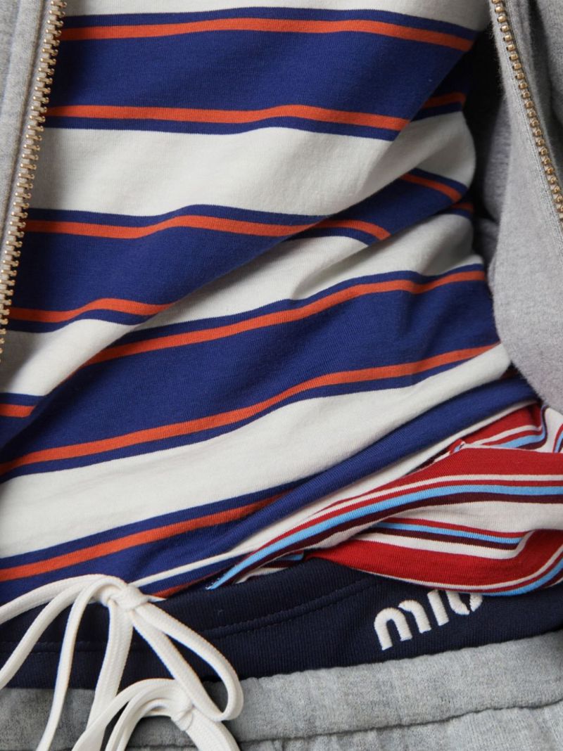 Blue Striped Cotton T-shirt