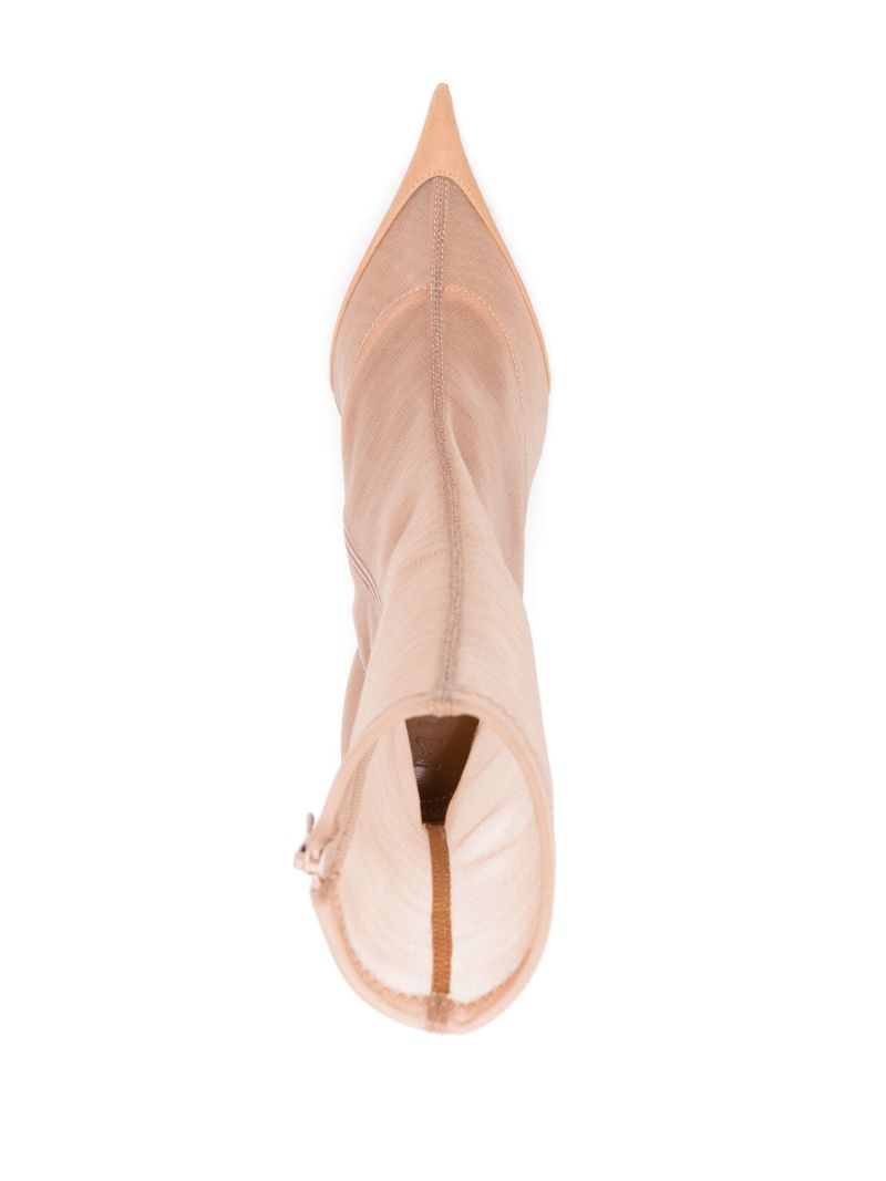 Beige Sheer Panelled Suede Boots