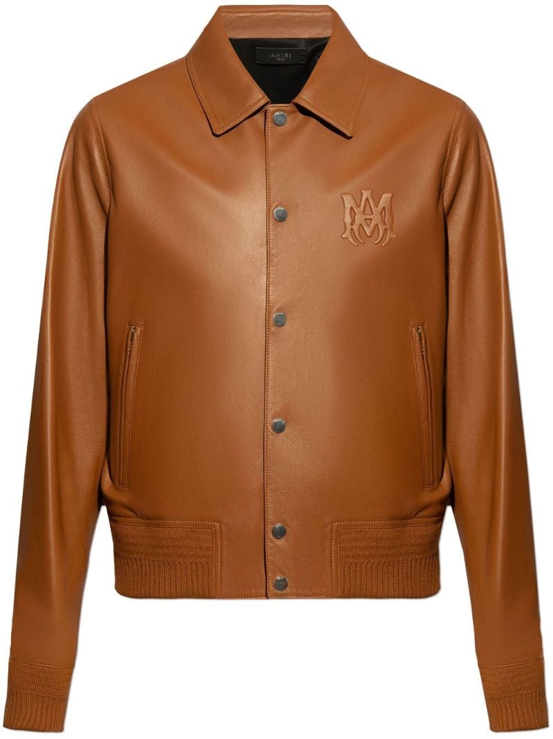 Brown Ma Single-breasted Leather Jacket