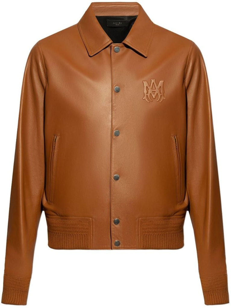 Brown Ma Single-breasted Leather Jacket