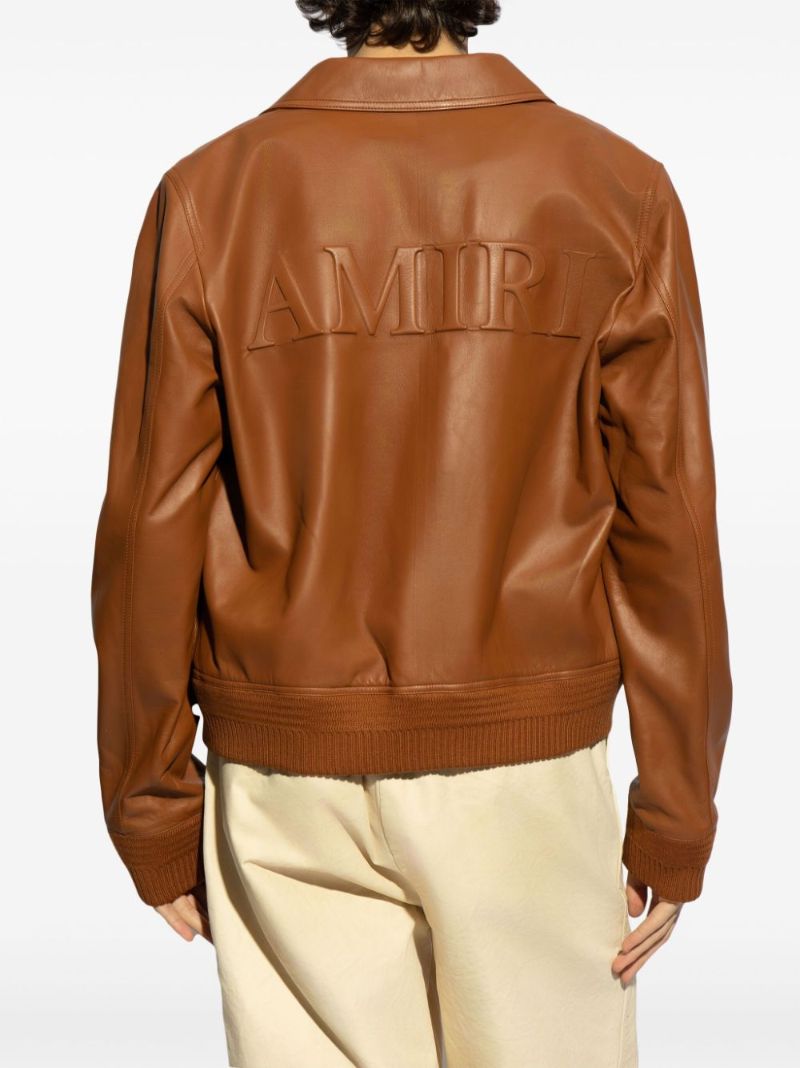 Brown Ma Single-breasted Leather Jacket