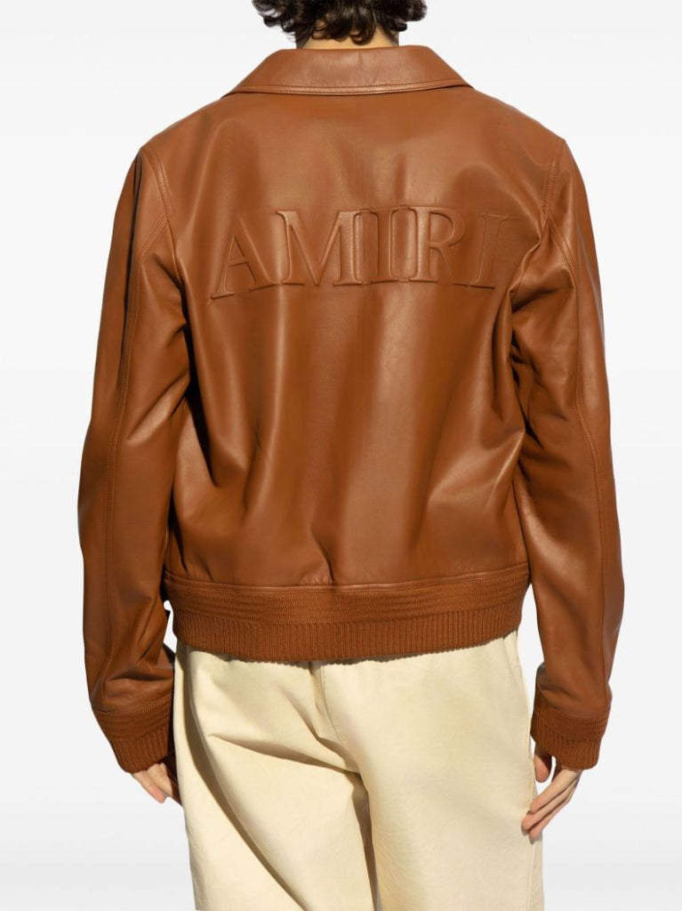Brown Ma Single-breasted Leather Jacket