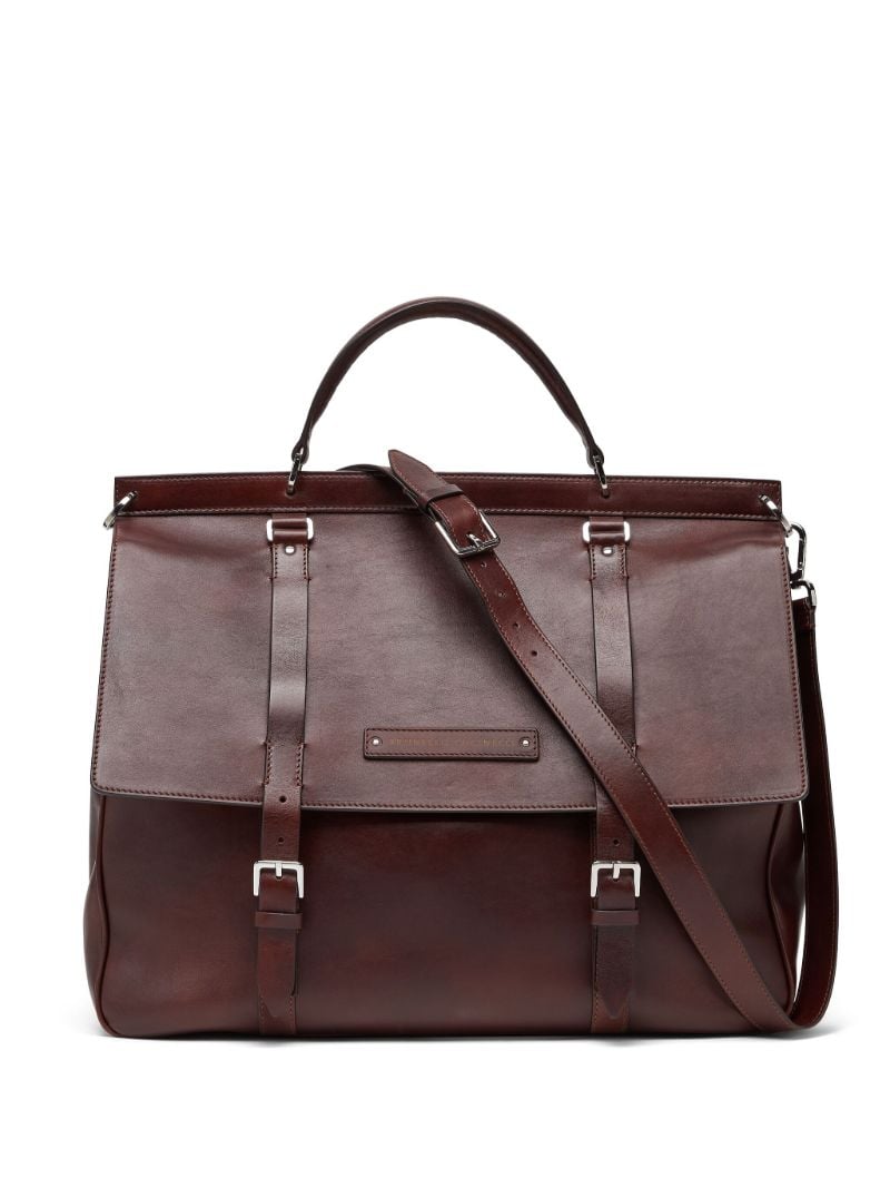 Purple Leather Tote Bag