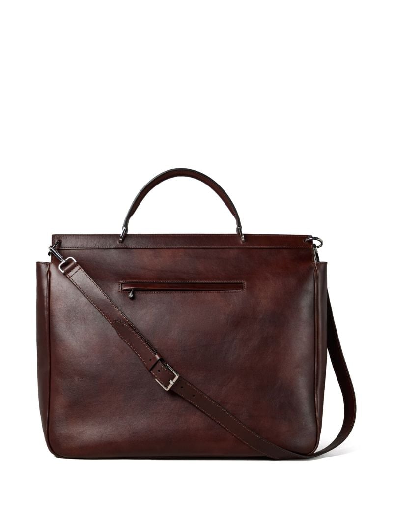 Purple Leather Tote Bag