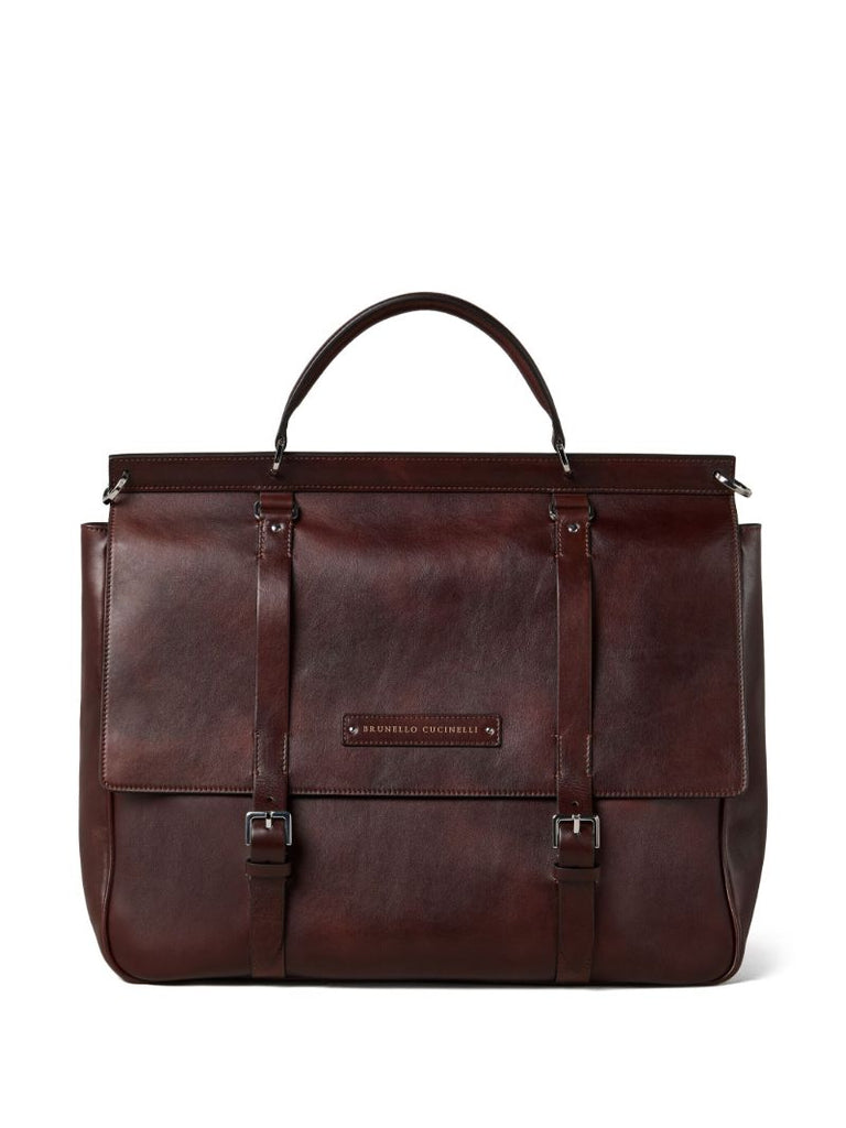 Purple Leather Tote Bag