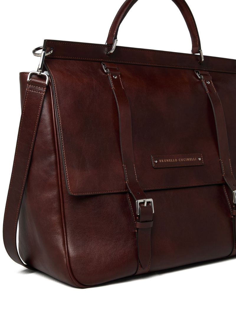 Purple Leather Tote Bag