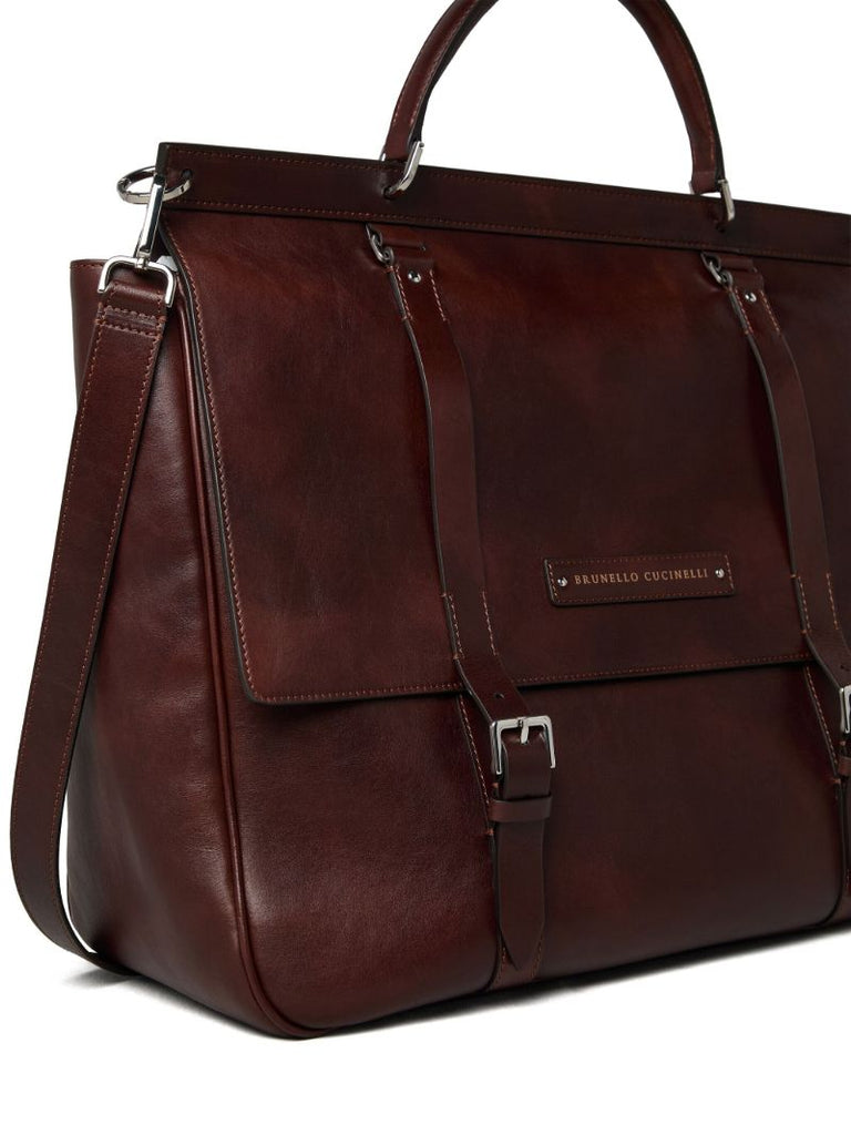 Purple Leather Tote Bag