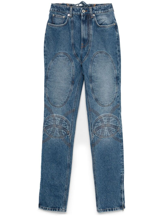 Lace-up Tapered Jeans